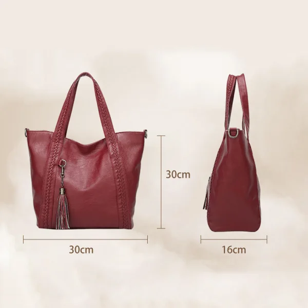 Fashion Burgundy Square Braid Shoulder Bags 2021 PU Tassel Women's Bags