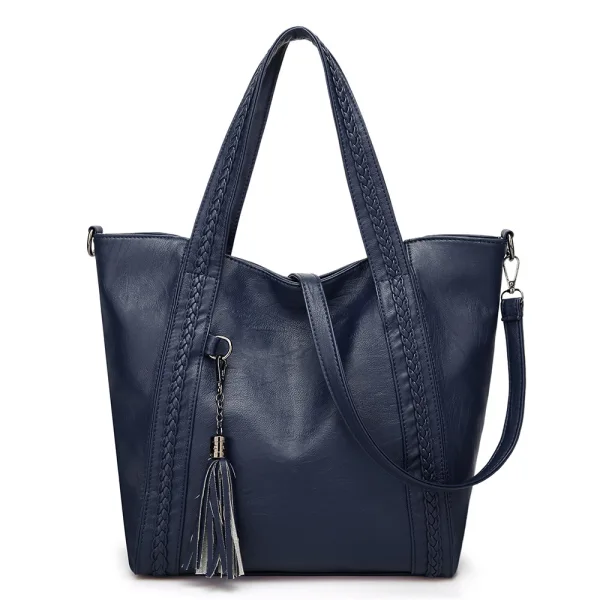 Fashion Burgundy Square Braid Shoulder Bags 2021 PU Tassel Women's Bags
