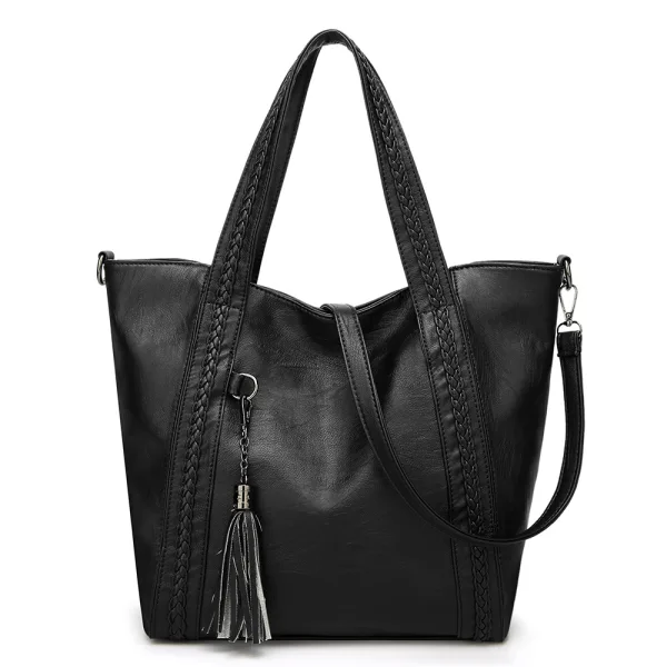 Fashion Burgundy Square Braid Shoulder Bags 2021 PU Tassel Women's Bags