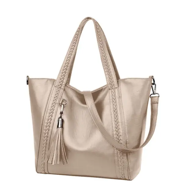 Fashion Burgundy Square Braid Shoulder Bags 2021 PU Tassel Women's Bags