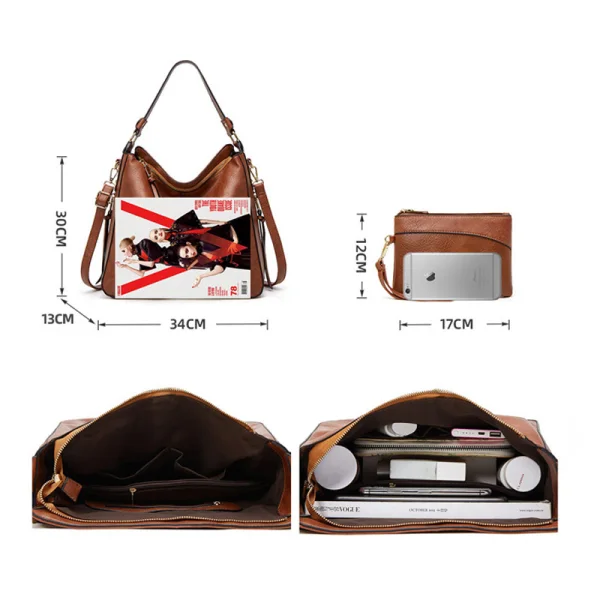 2-piece Brown Square Purse Shoulder Bags Crossbody Bags 2021 PU Casual Women's Bags