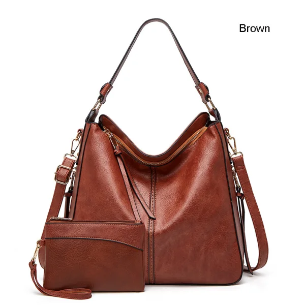 2-piece Brown Square Purse Shoulder Bags Crossbody Bags 2021 PU Casual Women's Bags