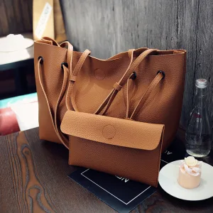 2 Piece Affordable Brown Wallet Shoulder Bags 2021 Pu Casual Women S Bags