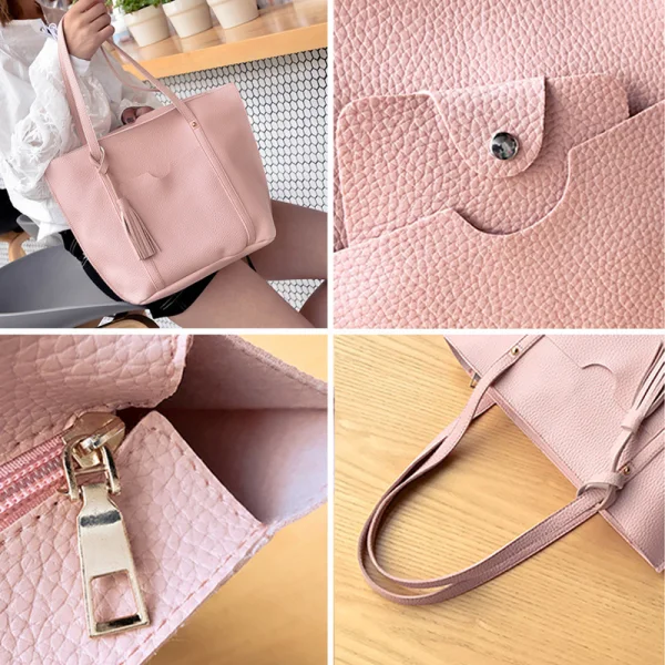 4-piece Brown Square Wallet Purse Shoulder Bags Messenger Bag 2021 PU Women's Bags