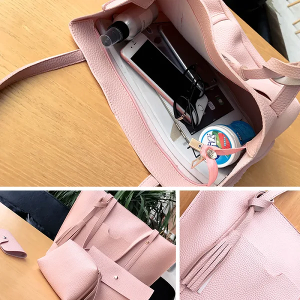 4-piece Brown Square Wallet Purse Shoulder Bags Messenger Bag 2021 PU Women's Bags