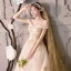 Luxury / Gorgeous Champagne See-through Wedding Dresses 2019 Ball Gown Scoop Neck Short Sleeve Backless Gold Appliques Lace Beading Glitter Tulle Cathedral Train Ruffle