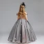 Modern / Fashion Black Flower Girl Dresses 2017 Ball Gown Off-The-Shoulder Short Sleeve Appliques Butterfly Lace Pearl Rhinestone Floor-Length / Long Ruffle Wedding Party Dresses