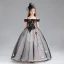 Modern / Fashion Black Flower Girl Dresses 2017 Ball Gown Off-The-Shoulder Short Sleeve Appliques Butterfly Lace Pearl Rhinestone Floor-Length / Long Ruffle Wedding Party Dresses