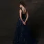 Starry Sky Navy Blue Prom Dresses 2019 A-Line / Princess Shoulders Sleeveless Glitter Tulle Floor-Length / Long Ruffle Backless Formal Dresses