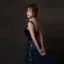 Starry Sky Navy Blue Prom Dresses 2019 A-Line / Princess Shoulders Sleeveless Glitter Tulle Floor-Length / Long Ruffle Backless Formal Dresses