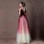 Elegant Burgundy Gradient-Color Champagne Prom Dresses 2019 A-Line / Princess Sleeveless Spaghetti Straps Sash Floor-Length / Long Ruffle Backless Formal Dresses