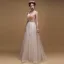 Romantique Champagne Daim Robe De Bal 2019 Princesse Appliques En Dentelle épaules Sans Manches Longue Volants Dos Nu Robe De Ceremonie