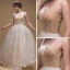 Romantique Champagne Daim Robe De Bal 2019 Princesse Appliques En Dentelle épaules Sans Manches Longue Volants Dos Nu Robe De Ceremonie