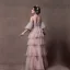 Moderne / Mode Perle Rose Transparentes Robe De Soirée 2019 Princesse Encolure Dégagée Manches de cloche Appliques En Dentelle Perlage Longue Volants en Cascade Dos Nu Robe De Ceremonie
