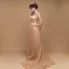 Charming Gold Prom Dresses 2019 A-Line / Princess Sleeveless Spaghetti Straps Appliques Lace Court Train Ruffle Backless Formal Dresses