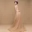 Charming Gold Prom Dresses 2019 A-Line / Princess Sleeveless Spaghetti Straps Appliques Lace Court Train Ruffle Backless Formal Dresses
