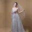 Elegant Grey Prom Dresses 2019 A-Line / Princess Shoulders Sleeveless Appliques Lace Sweep Train Ruffle Backless Formal Dresses
