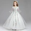 Classic White Flower Girl Dresses 2017 Ball Gown V-Neck 3/4 Sleeve Embroidered Floor-Length / Long Ruffle Wedding Party Dresses