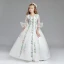 Classic White Flower Girl Dresses 2017 Ball Gown V-Neck 3/4 Sleeve Embroidered Floor-Length / Long Ruffle Wedding Party Dresses