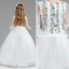 Classic White Flower Girl Dresses 2017 Ball Gown V-Neck 3/4 Sleeve Embroidered Floor-Length / Long Ruffle Wedding Party Dresses