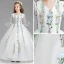 Classic White Flower Girl Dresses 2017 Ball Gown V-Neck 3/4 Sleeve Embroidered Floor-Length / Long Ruffle Wedding Party Dresses