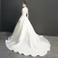 Amazing / Unique Ivory Wedding Dresses 2019 A-Line / Princess V-Neck Short Sleeve Chapel Train Ruffle