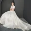 Amazing / Unique Ivory Wedding Dresses 2019 A-Line / Princess V-Neck Short Sleeve Chapel Train Ruffle