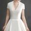 Amazing / Unique Ivory Wedding Dresses 2019 A-Line / Princess V-Neck Short Sleeve Chapel Train Ruffle