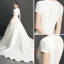 Amazing / Unique Ivory Wedding Dresses 2019 A-Line / Princess V-Neck Short Sleeve Chapel Train Ruffle