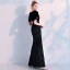 Modern / Fashion Black Evening Dresses  With Shawl 2019 Trumpet / Mermaid V-Neck Rhinestone Tassel Polyester Floor-Length / Long Ruffle Formal Dresses