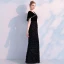 Modern / Fashion Black Evening Dresses  With Shawl 2019 Trumpet / Mermaid V-Neck Rhinestone Tassel Polyester Floor-Length / Long Ruffle Formal Dresses