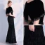 Modern / Fashion Black Evening Dresses  With Shawl 2019 Trumpet / Mermaid V-Neck Rhinestone Tassel Polyester Floor-Length / Long Ruffle Formal Dresses