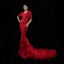 Luxury / Gorgeous Black Red Carpet Evening Dresses  2021 Trumpet / Mermaid V-Neck 1/2 Sleeves Beading Rhinestone Court Train Ruffle Formal Dresses