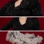 Luxury / Gorgeous Black Red Carpet Evening Dresses  2021 Trumpet / Mermaid V-Neck 1/2 Sleeves Beading Rhinestone Court Train Ruffle Formal Dresses