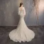 Bling Bling Champagne Wedding Dresses 2019 Trumpet / Mermaid V-Neck Puffy Long Sleeve Backless Appliques Lace Glitter Tulle Chapel Train Ruffle