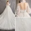 Vintage / Originale Ivoire Transparentes Robe De Mariée 2019 Robe Boule Col Haut Gonflée Manches Longues Dos Nu Appliques En Dentelle Cathedral Train Volants