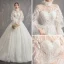 Vintage / Originale Ivoire Transparentes Robe De Mariée 2019 Robe Boule Col Haut Gonflée Manches Longues Dos Nu Appliques En Dentelle Cathedral Train Volants
