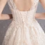 Élégant Champagne Transparentes Robe De Mariée 2019 Princesse Encolure Dégagée Mancherons Dos Nu Appliques En Dentelle Perlage Perle Chapel Train Volants