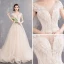 Élégant Champagne Transparentes Robe De Mariée 2019 Princesse Encolure Dégagée Mancherons Dos Nu Appliques En Dentelle Perlage Perle Chapel Train Volants