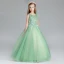 Elegant Sage Green Flower Girl Dresses 2017 Ball Gown Scoop Neck Sleeveless Appliques Flower Pearl Rhinestone Floor-Length / Long Ruffle Pierced Wedding Party Dresses