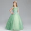 Elegant Sage Green Flower Girl Dresses 2017 Ball Gown Scoop Neck Sleeveless Appliques Flower Pearl Rhinestone Floor-Length / Long Ruffle Pierced Wedding Party Dresses