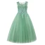 Elegant Sage Green Flower Girl Dresses 2017 Ball Gown Scoop Neck Sleeveless Appliques Flower Pearl Rhinestone Floor-Length / Long Ruffle Pierced Wedding Party Dresses