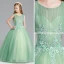 Elegant Sage Green Flower Girl Dresses 2017 Ball Gown Scoop Neck Sleeveless Appliques Flower Pearl Rhinestone Floor-Length / Long Ruffle Pierced Wedding Party Dresses