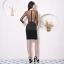 Unique Noire Transparentes Robe De Soirée 2019 Encolure Dégagée 3/4 Manches Forme de coeur Faux Diamant Courte Robe De Ceremonie