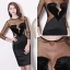 Unique Noire Transparentes Robe De Soirée 2019 Encolure Dégagée 3/4 Manches Forme de coeur Faux Diamant Courte Robe De Ceremonie