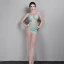 Sexy Vert Jade Transparentes Plage Robe De Soirée 2019 Trompette / Sirène Encolure Dégagée Sans Manches Appliques En Dentelle Fendue devant Longueur Cheville Robe De Ceremonie