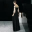Élégant Noire Robe De Soirée 2019 Princesse Bretelles Spaghetti Gonflée 3/4 Manches Longue Volants Dos Nu Robe De Ceremonie