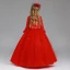 Chic / Beautiful Red Flower Girl Dresses 2017 Ball Gown V-Neck Long Sleeve Appliques Lace Floor-Length / Long Wedding Party Dresses