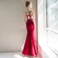Chinese style Red See-through Evening Dresses  2019 Trumpet / Mermaid Scoop Neck Short Sleeve Embroidered Flower Floor-Length / Long Ruffle Formal Dresses