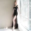 Modern / Fashion Sexy Black Evening Dresses  2019 Trumpet / Mermaid V-Neck Sleeveless Beading Split Front Floor-Length / Long Backless Formal Dresses